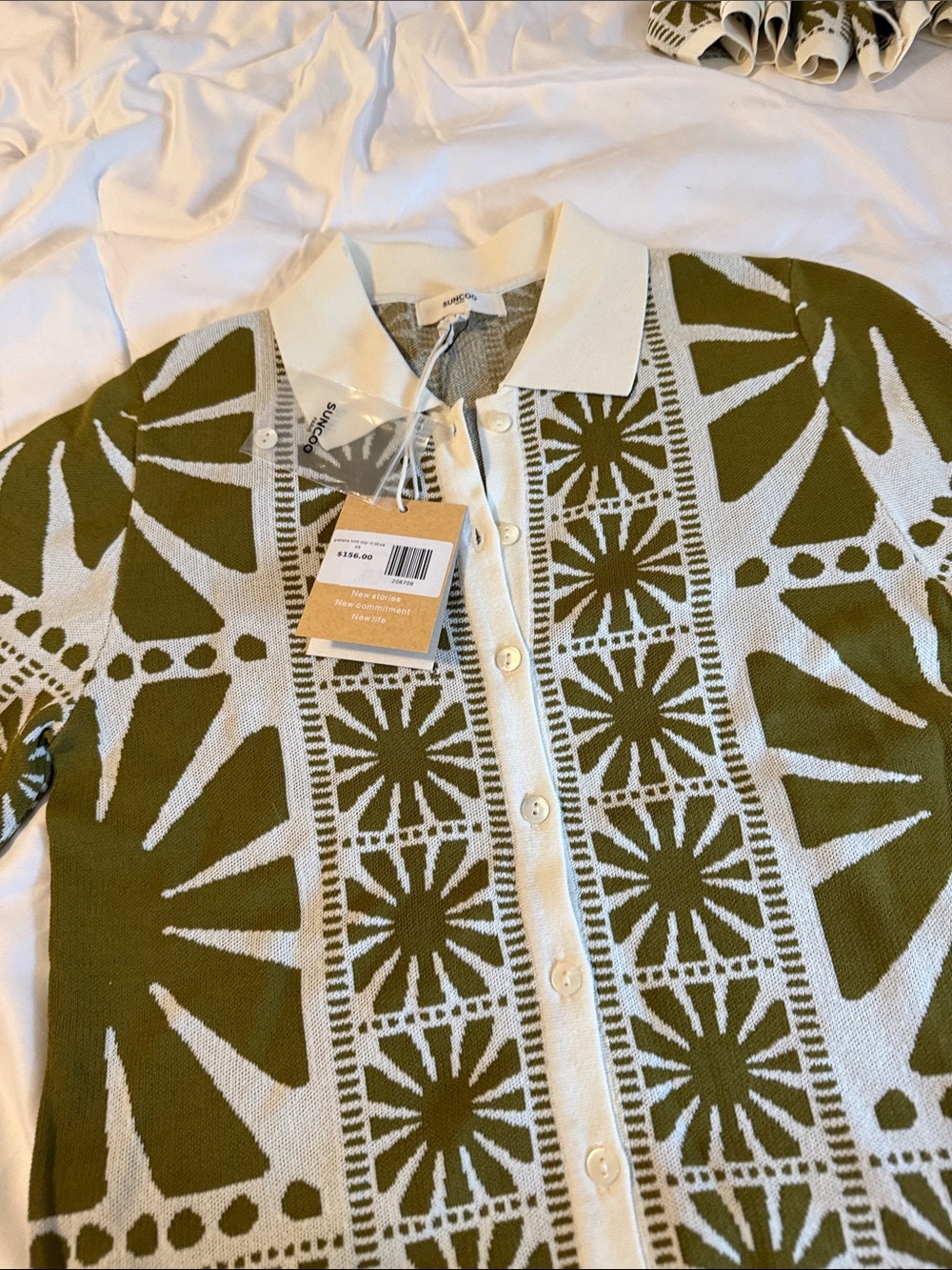 awomen’s Olive Green & Cream Patterned Tropical Shorts Set Sz XS - Picture 3 of 7